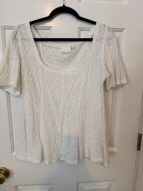 "Citron" by Anthropologie White Square Neck Top_Size Med
